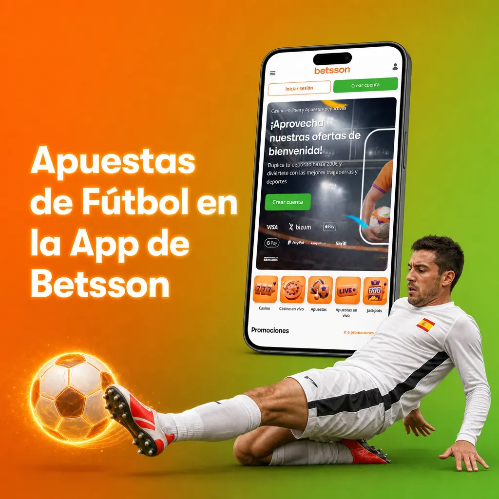 Apuesta al fútbol desde la app de Betsson: mercados en directo, notificaciones push y boleto sin salir de la pantalla.