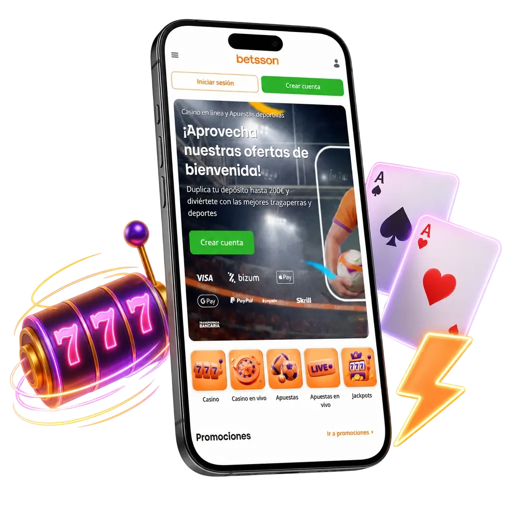 Catálogo de casino con tragaperras, ruleta, blackjack y casino en directo con crupier en vivo, incluyendo Pragmatic Play y Evolution.