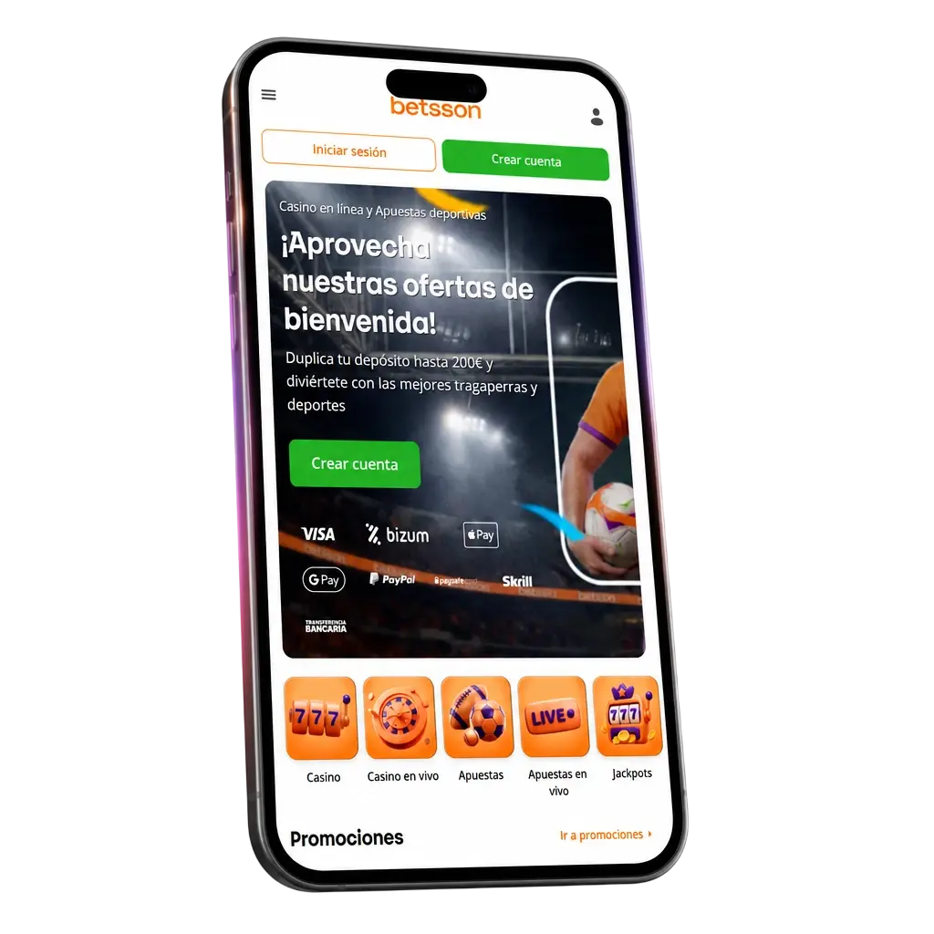 Notificaciones de la app Betsson: resultados, cuotas, promociones y alertas de seguridad configurables en ajustes