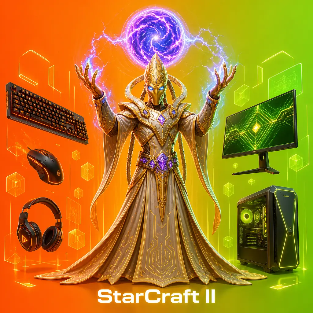 Partida de StarCraft II mostrando un enfrentamiento estratégico uno contra uno entre razas Terran, Protoss y Zerg