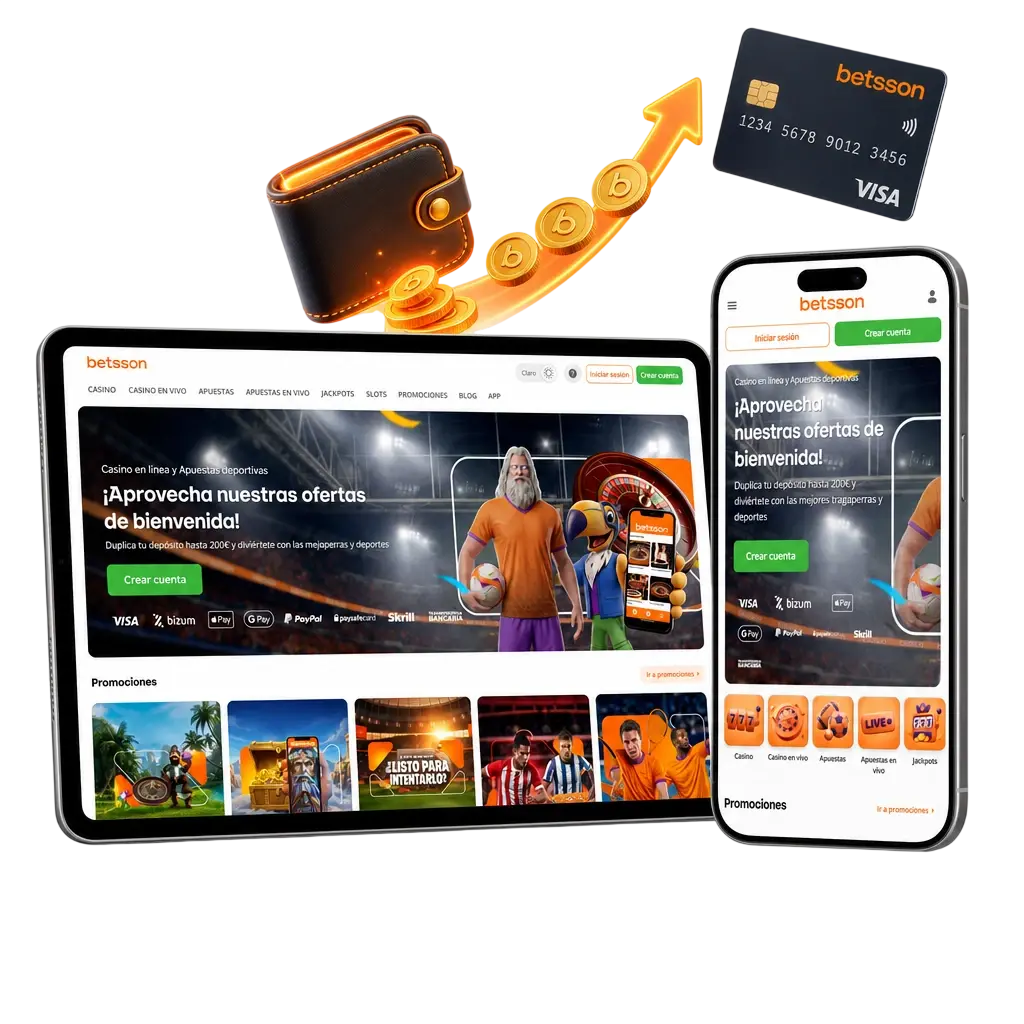 Pasos para retirar ganancias de Betsson: cuenta verificada, elegir método en caja e ingresar el monto a retirar.
