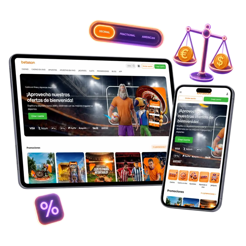 Formatos de cuotas decimal y fraccionario disponibles en Betsson para configurar tus apuestas según tu preferencia